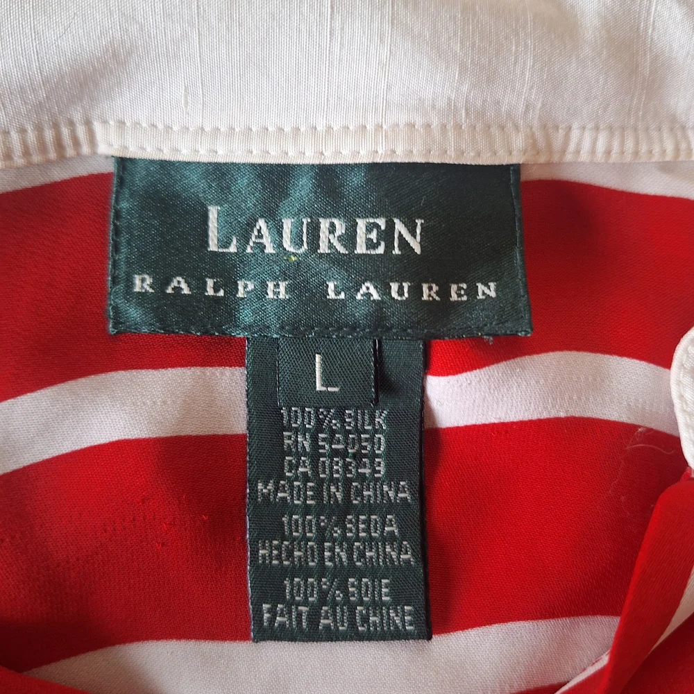 Lauren Ralph Lauren Red and White Striped Blouse - Picture 3 of 3